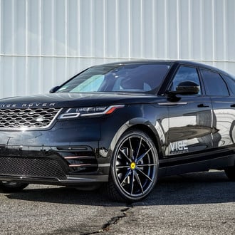 Chrome Mesh Grille on Black Range Rover Velar - Photo by VIBE Motorsports