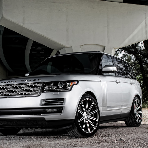 Silver Land Rover Range Rover with Aftermarket Headlights - Photo by Vossen