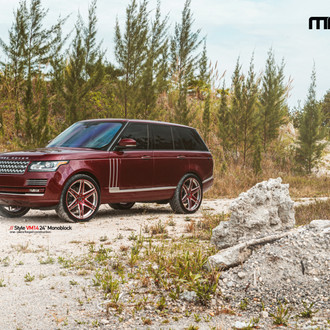 Chrome Mesh Grille on Red Range Rover - Photo by Vellano