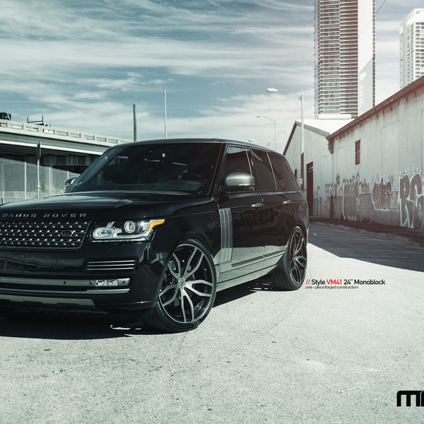 Custom Projector Headlights on Black Range Rover - Photo by Vellano