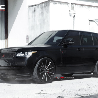 Custom Grille with Emblem on Black Range Rover - Photo by Vellano