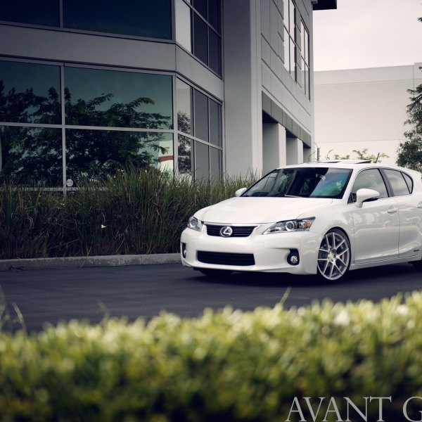 Front Bumper with Fog Lights on White Lexus CT - Photo by Avant Garde Wheels