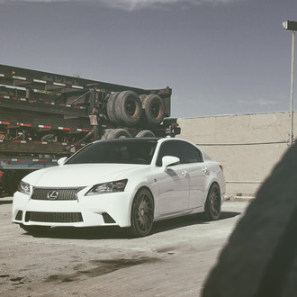 Custom White Lexus GS with LED Headlights - Photo by Vossen