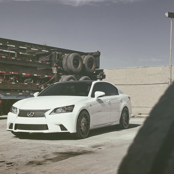 Custom White Lexus GS with LED Headlights - Photo by Vossen