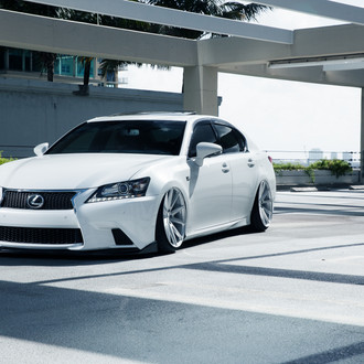 Custom Front Lip on White Lexus GS - Photo by Vossen