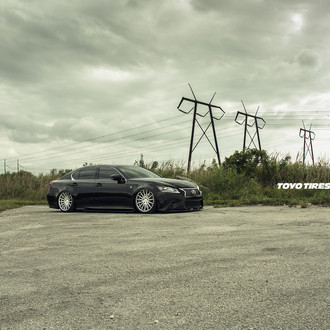 Stanced Black Lexus GS with Custom Body Kit - Photo by Vossen