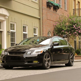 Black Lexus GS with Yellow Fog Lights - Photo by Vossen