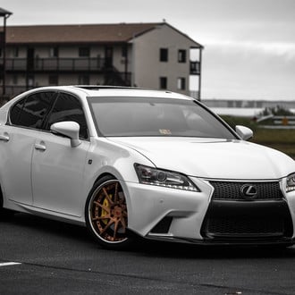 White Lexus GS with Custom LED Headlights - Photo by Avant Garde Wheels