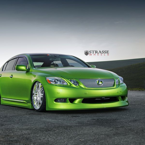 Chrome Billet Grille on Green Lowered Lexus GS - Photo by Strasse Forged
