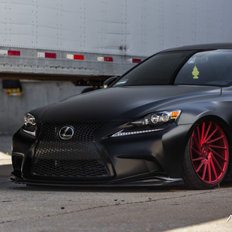 Black Slammed Lexus IS-F with Air Suspension and Red Vossen Wheels - Photo by Vossen