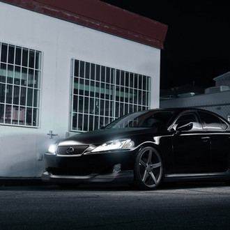 Custom Blacked Out Lexus IS with LED Headlights - Photo by Vossen