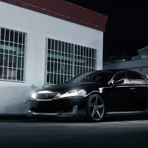 Custom Blacked Out Lexus IS with LED Headlights - Photo by Vossen