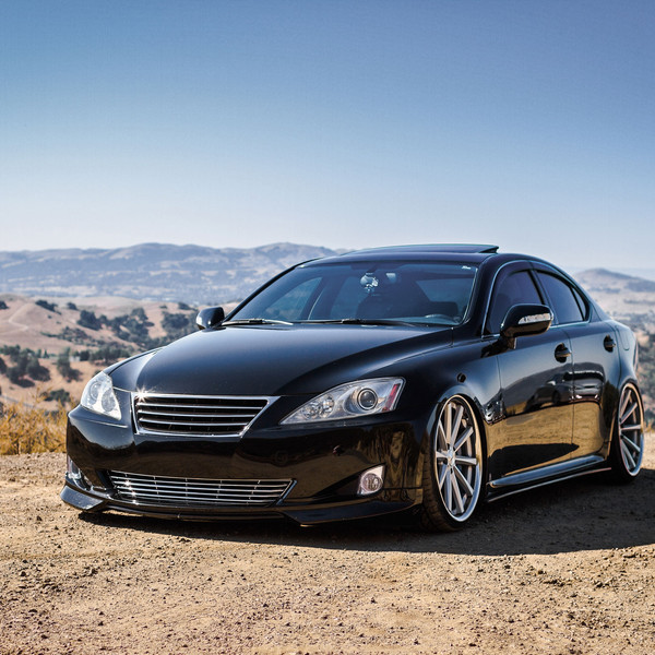 Gloss Black Lexus IS with Custom Front Lip - Photo by Vossen