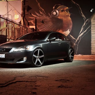 Custom Front Bumper Cover on Gray Metallic Lexus IS - Photo by Vossen