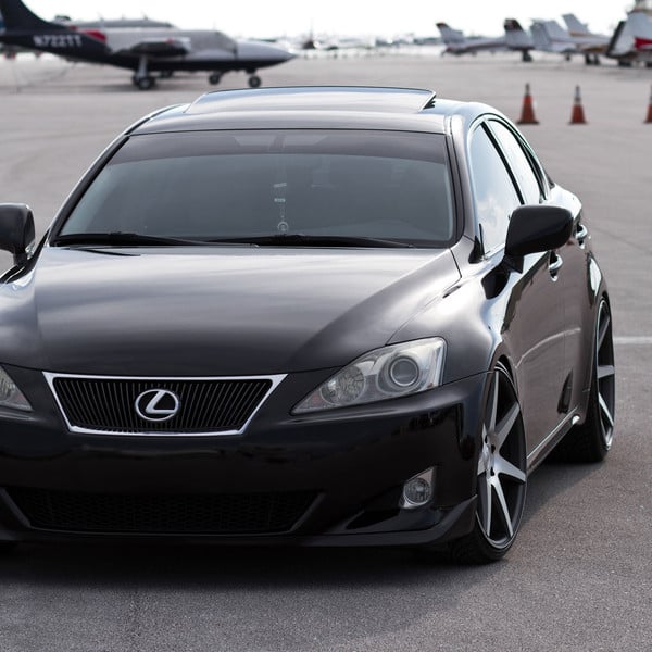 Black Lexus IS with Dark Smoke Headlights - Photo by Vossen