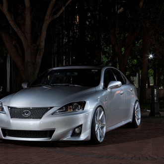 Silver Stanced Lexus IS with Custom Chrome Grille - Photo by Vossen