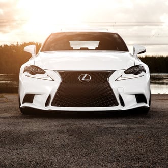 White Lexus IS F Sport with Custom Headlights - Photo by Vossen
