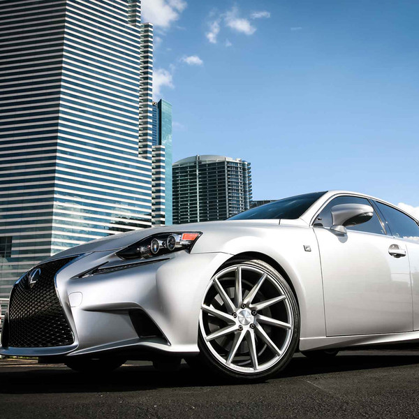 Custom Silver Lexus IS with Black Mesh Grille - Photo by Vossen