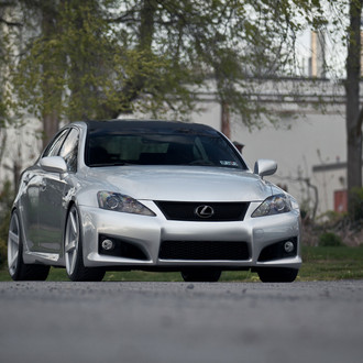 Dark Smoke Headlights on Silver Lexus IS - Photo by Vossen