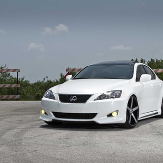 White Lexus IS with Yellow Fog Lights - Photo by Vossen