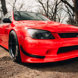 Red Lowered Lexus IS Wearing Black Avant Garde Wheels