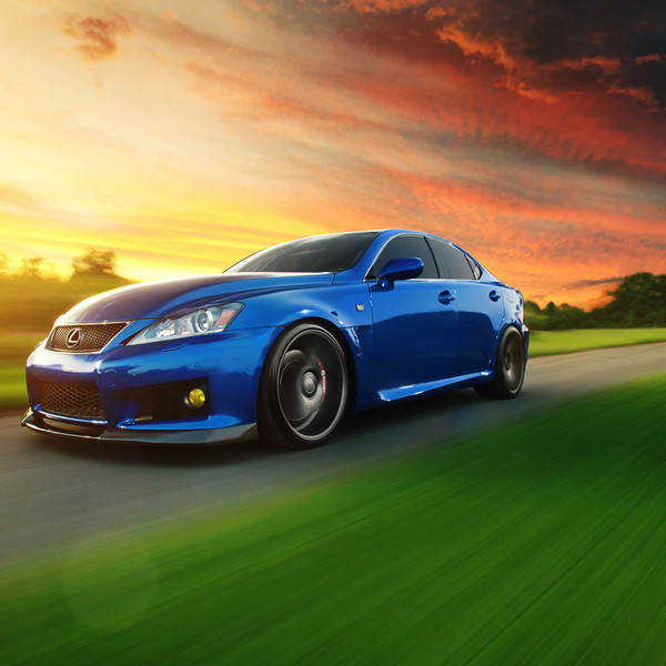 Custom Front Bumper with Fog Lights on Blue Lexus IS - Photo by Vossen