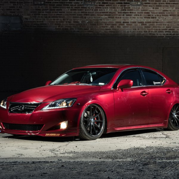 Front Bumper with Fog Lights on Red Lexus IS - Photo by Rohana Wheels