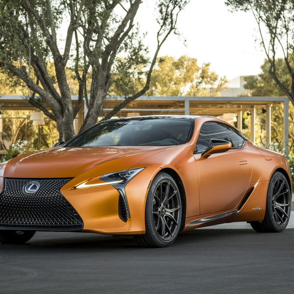 Orange Lexus LC with Dark Smoke Headlights - Photo by Vorstiner