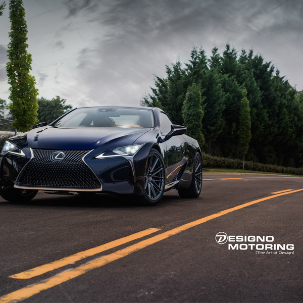 Custom Front Bumper on Blue Lexus LC - Photo by Vossen