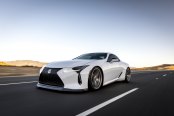Carbon Fiber Front Lip Revising the Front of White Lexus LC Greatly