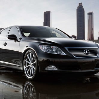 Black Lexus LS with Custom Headlights - Photo by Vossen