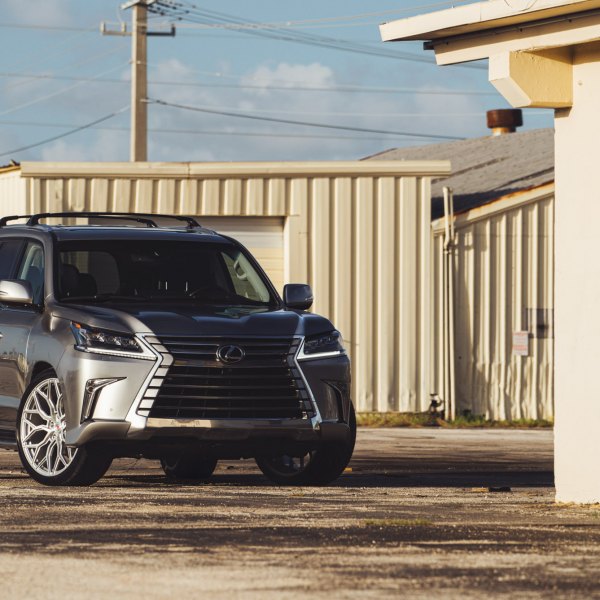 Gray Lexus LX with Aftermarket LED Headlights - Photo by Vossen