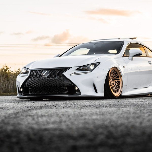 Lowered White Lexus RC with Black Grille - Photo by Vossen
