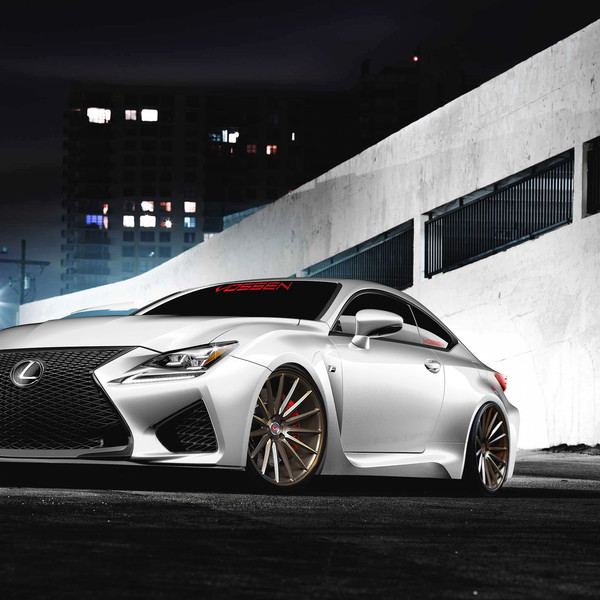 Custom White Lexus RC with Aftermarket LED Headlights - Photo by Vossen