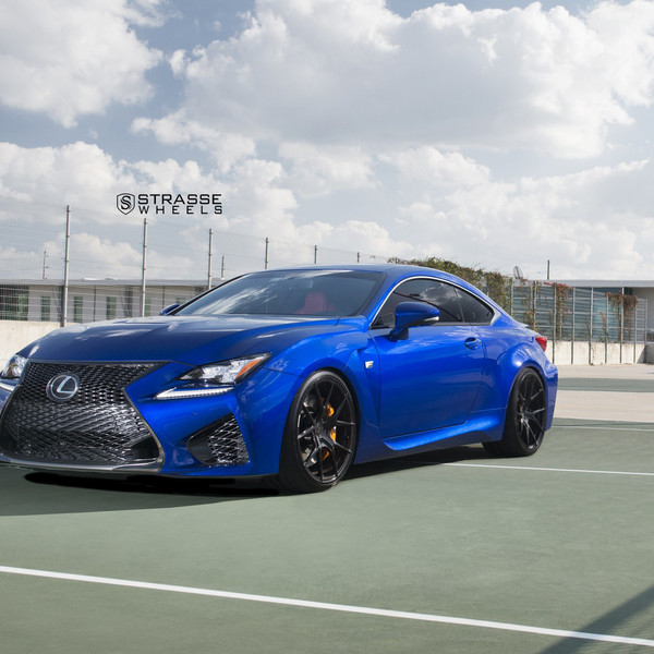 Custom LED Headlights on Blue Lexus RC - Photo by Strasse Forged
