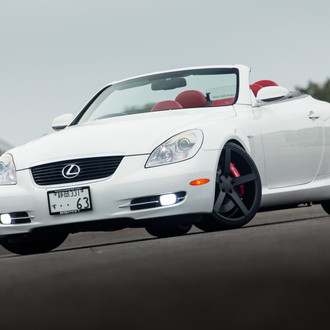 White Convertible Lexus SC with Custom Headlights - Photo by Vossen