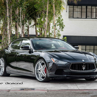 Aftermarket Headlights on Black Meserati Ghibli - Photo by Blaque Diamond