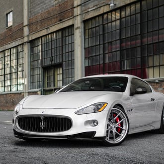 Custom Front Lip on Gray Maserati Granturismo - Photo by ADV.1