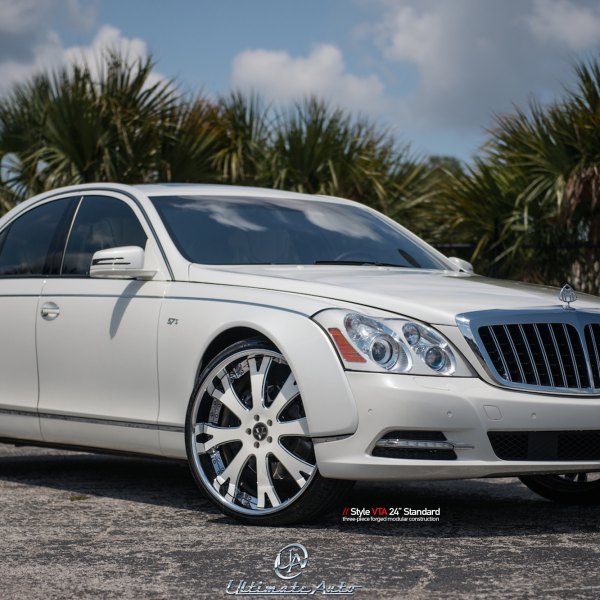 Chrome Billet Grille on White Maybach - Photo by Vellano