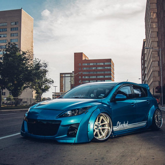 Extremely Exotic Clinched Body Kit on Blue Mazda 3