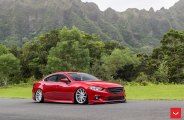 Slammed Custom Red Mazda 6 Wearing a Blacked Out Billet Grille