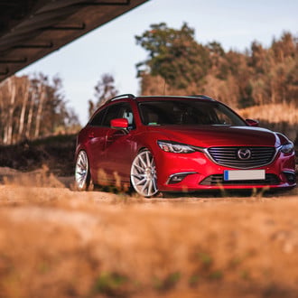 Red Mazda 6 Sporting Silver Machined JR Wheels
