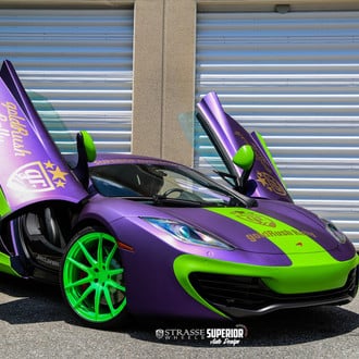 Custom Purple Mclaren 12C with Green Accents - Photo by Strasse Forged