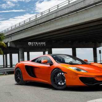 Custom Front Bumper Lip on Orange Mclaren 12C - Photo by Strasse Forged