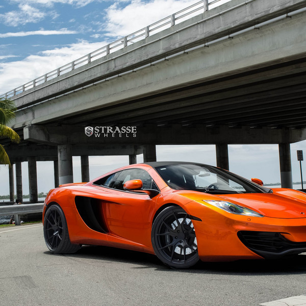 Custom Front Bumper Lip on Orange Mclaren 12C - Photo by Strasse Forged