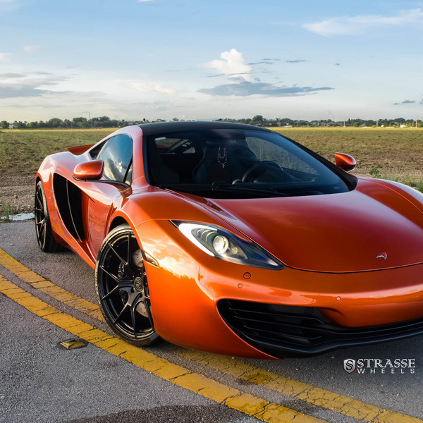 Orange Mclaren 12C with Aftermarket DRL-Bar Headlights - Photo by Strasse Forged