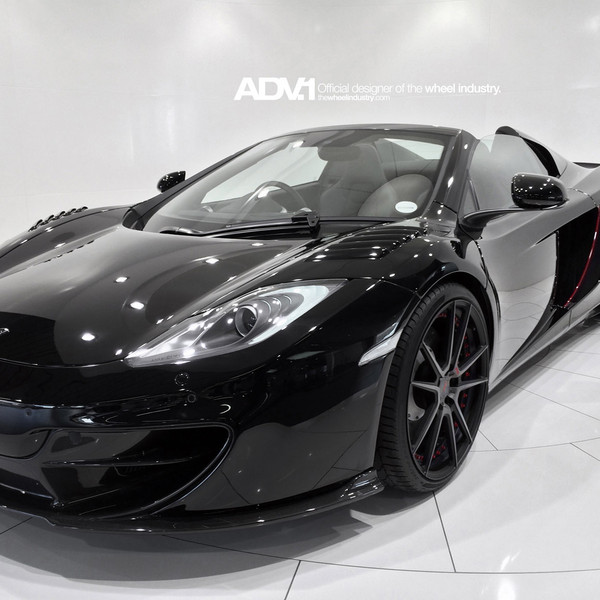 Black ADV1 Rims With Red Rivets on Mclaren 12c - Photo by ADV.1