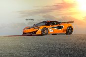 Orange McLaren 570S on Gloss Black Strasse Rims Wrapped in Pirelli Tires