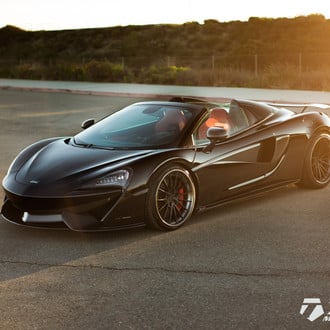 Dark Smoke LED Headlights on Black McLaren 570S - Photo by Anrky Wheels