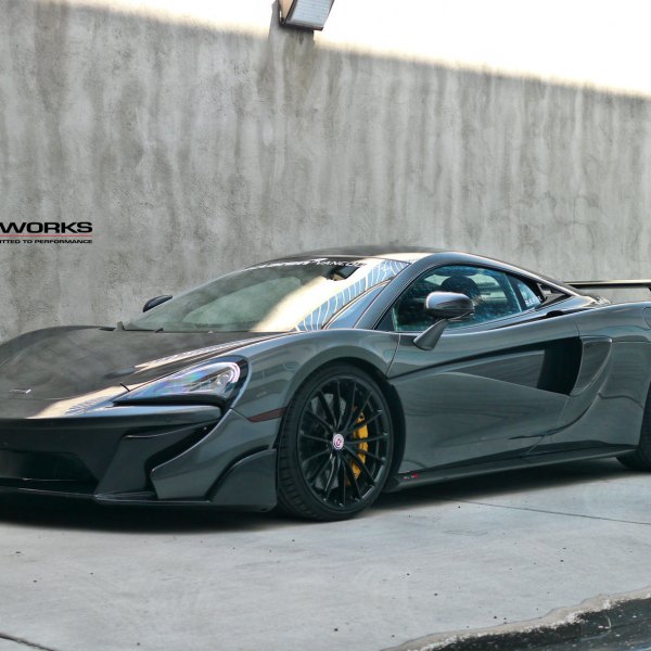 Black McLaren 570S with Aftermarket Front Bumper - Photo by HRE Wheels